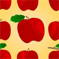 Seamless texture of a red apple with leaf vector