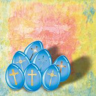 Shiny blue eggs with gold crosses