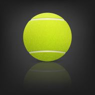 Vector tennis ball on a reflective surface in the darkness N2