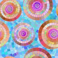 Seamless pattern with mosaic colored spirals N3