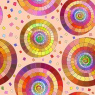 Seamless pattern with mosaic colored spirals N4
