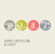 W X Y Z Grunge Retro Circular Stamp Type