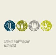 U V W X Grunge Retro Circular Stamp Type