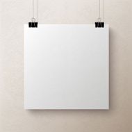 White blank square sheet of paper vector template