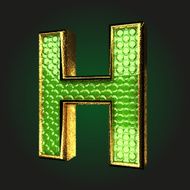 h green letter with gold