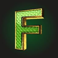 f green letter with gold