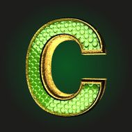 c green letter with gold