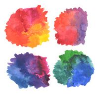 Set of Bright Multicolored Watercolor Splotches