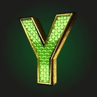 y green letter with gold