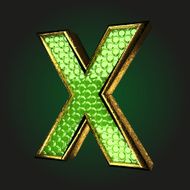 x green letter with gold