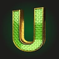 u green letter with gold