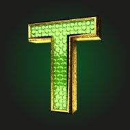 t green letter with gold