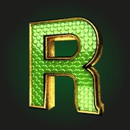 r green letter with gold