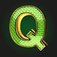 q green letter with gold