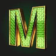 m green letter with gold