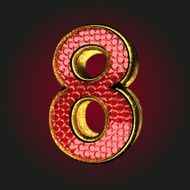 8 red letter with gold