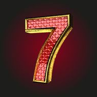 7 red letter with gold