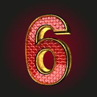 6 red letter with gold