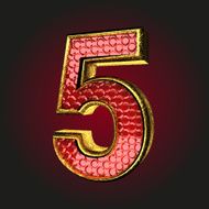 5 red letter with gold