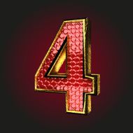 4 red letter with gold