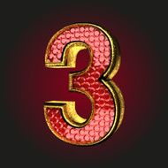 3 red letter with gold