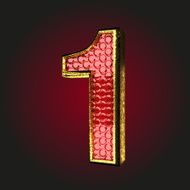 1 red letter with gold