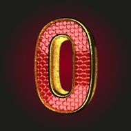 0 red letter with gold