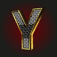 y black letter with gold