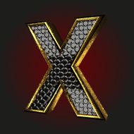 x black letter with gold