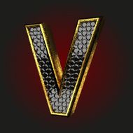 v black letter with gold