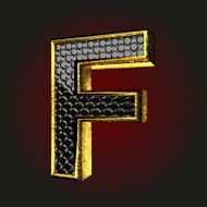 f black letter with gold
