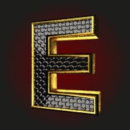 e black letter with gold