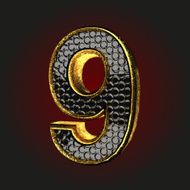 9 black letter with gold