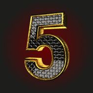 5 black letter with gold