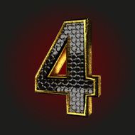 4 black letter with gold