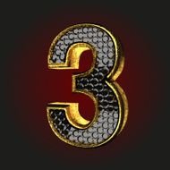 3 black letter with gold