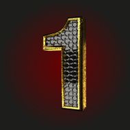 1 black letter with gold