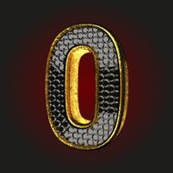 0 black letter with gold