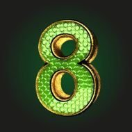 8 green letter with gold