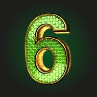 6 green letter with gold
