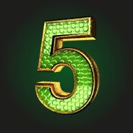 5 green letter with gold