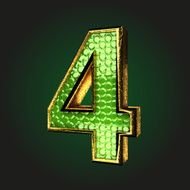 4 green letter with gold