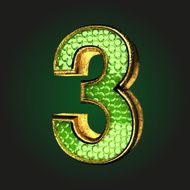 3 green letter with gold