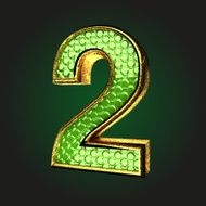 2 green letter with gold
