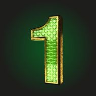 1 green letter with gold