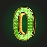 0 green letter with gold