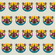 Abstract bright colored polygonal triangle geometric polar bear seamless pattern N2