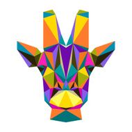 Abstract bright colored polygonal triangle geometric giraffe isolated on white N2