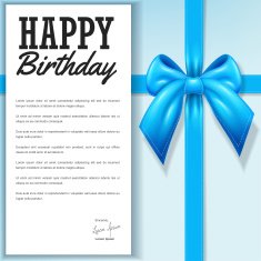 Gift blue ribbon greeting card