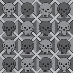 Seamless Skull Pattern grey round N2